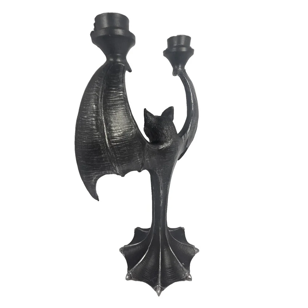 HallowHome Bat Candelabra Home Decor OS Black New Gothic Halloween Candle Holder